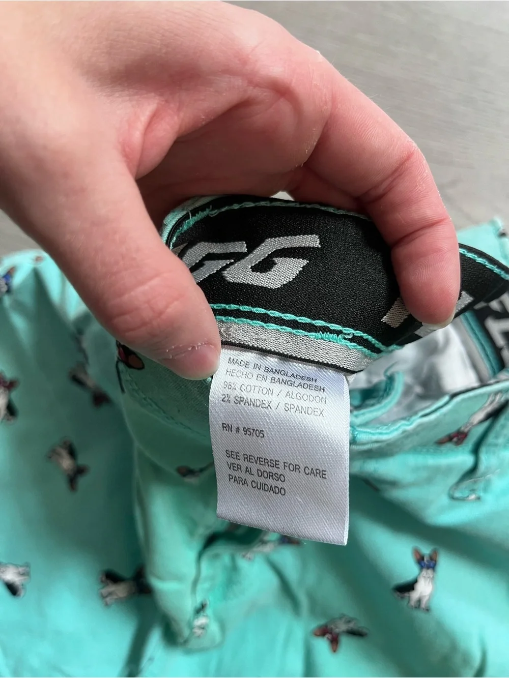 Mint green dog print shorts